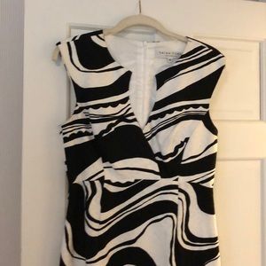 Trina Turk dress. Sleeveless, black & white